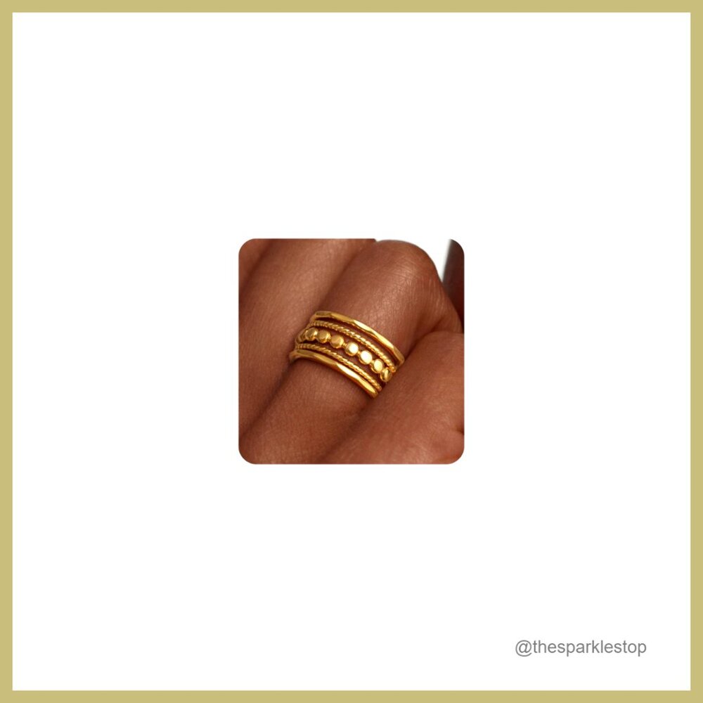 14k Gold Plated Stackable Ring Set, Hypoallergeni… - image 1